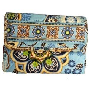Vera Bradley Wallet Bali Blue Floral Paisley Quilted Tri Fold Summer 2009